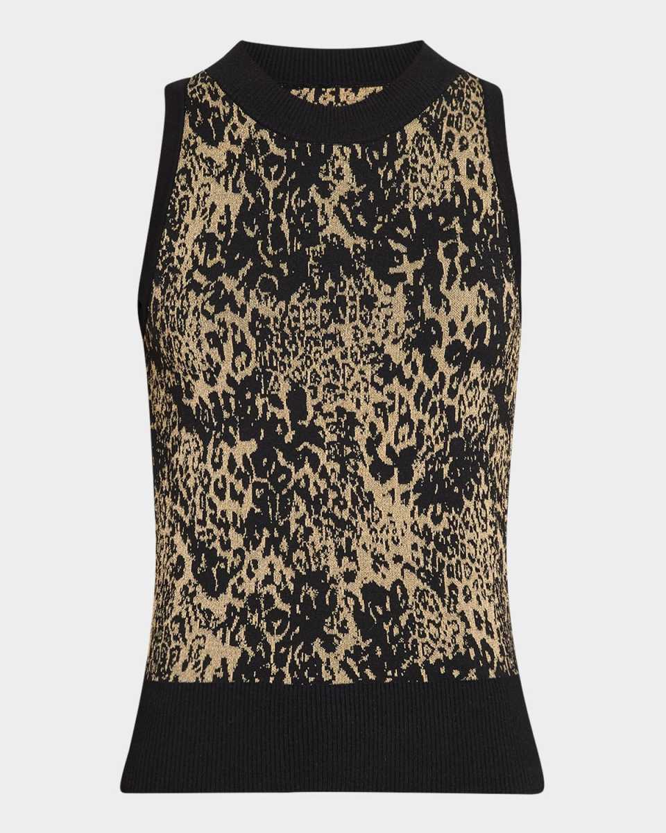 Yasmine Sleeveless Metallic Leopard Top